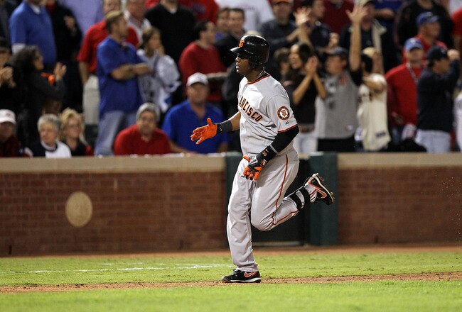 ARLINGTON, TX - NOVEMBER 01:  Edgar Renteria #16 of the San Francisco Giants runs the bases on his 3-run home run against the Texas Rangers in Game Five of the 2010 MLB World Series at Rangers Ballpark in Arlington on November 1, 2010 in Arlington, Texas.  (Photo by Ronald Martinez/Getty Images)
