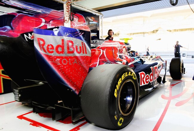 ABU DHABI, UNITED ARAB EMIRATES - NOVEMBER 19:  Jaime Alguersuari of Spain and Scuderia Toro Rosso in action during the Formula 1 Pirelli Tyre Testing at the Yas Marina Circuit on November 19, 2010 in Abu Dhabi, United Arab Emirates.  (Photo by Andrew Hone/Getty Images)