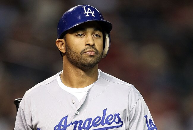 PHOENIX - SEPTEMBER 24:  Matt Kemp #27 of the Los Angeles Dodgers strikes out against the Arizona Diamondbacks during the Major League Baseball game at Chase Field on September 24, 2010 in Phoenix, Arizona.  (Photo by Christian Petersen/Getty Images)