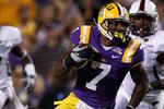 BATON ROUGE, LA - NOVEMBER 13:  Patrick Peterson #7 of the Louisiana State University Tigers runs back an interception against the Louisiana Monroe Warhawks at Tiger Stadium on November 13, 2010 in Baton Rouge, Louisiana.  (Photo by Chris Graythen/Getty Images)