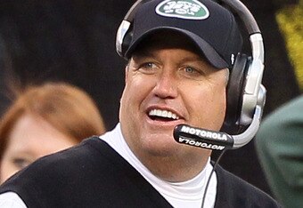 EAST RUTHERFORD, NJ - NOVEMBER 21: Head coach Rex Ryan of the New York Jets looks on against the Houston Texans on November 21, 2010 at the New Meadowlands Stadium in East Rutherford, New Jersey. (Photo by Jim McIsaac/Getty Images)