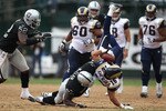 OAKLAND, CA - SEPTEMBER 19:  Danny Amendola #16 of the St. Louis Rams is tackled by Rolando McClain #51 of the Oakland Raiders during an NFL game at Oakland-Alameda County Coliseum on September 19, 2010 in Oakland, California.  (Photo by Jed Jacobsohn/Getty Images)