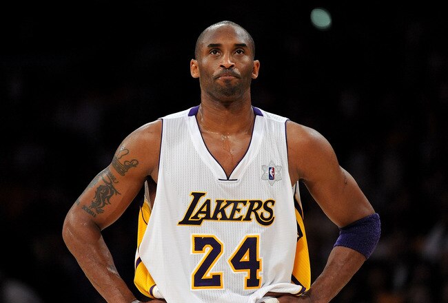 LOS ANGELES, CA - DECEMBER 25:  Kobe Bryant #24 of the Los Angeles Lakers looks on during the game against the Miami Heat at Staples Center on December 25, 2010 in Los Angeles, California. NOTE TO USER: User expressly acknowledges and agrees that, by downloading and or using this photograph, User is consenting to the terms and conditions of the Getty Images License Agreement.  (Photo by Lisa Blumenfeld/Getty Images)