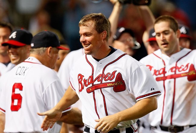 ATLANTA - JUNE 19:  Chipper Jones #10 of the Atlanta Braves against the Kansas City Royals at Turner Field on June 19, 2010 in Atlanta, Georgia.  (Photo by Kevin C. Cox/Getty Images)