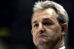 ANAHEIM, CA - APRIL 16: Head Coach and General Manager Darryl Sutter of the Calgary Flames looks on against the Anaheim Mighty Ducks during Flames v Ducks NHL Game at the Arrowhead Pond on April 17, 2006 in Anaheim, California.