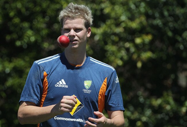 SYDNEY, AUSTRALIA - JANUARY 01:  Steven Smith looks on during an Australian training session at Sydney Cricket Ground on January 1, 2011 in Sydney, Australia.  (Photo by Hamish Blair/Getty Images)