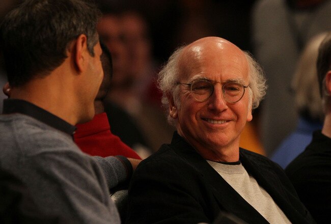 LOS ANGELES, CA - MAY 17:  Actor Larry David watches the Los Angeles Lakers play the Phoenix Suns in Game One of the Western Conference Finals during the 2010 NBA Playoffs at Staples Center on May 17, 2010 in Los Angeles, California. NOTE TO USER: User expressly acknowledges and agrees that, by downloading and/or using this Photograph, user is consenting to the terms and conditions of the Getty Images License Agreement.  (Photo by Jeff Gross/Getty Images)