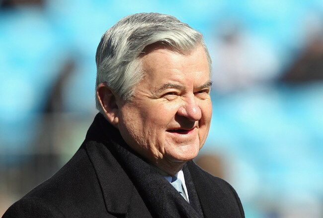 CHARLOTTE, NC - NOVEMBER 07:  Jerry Richardson, owner of the Carolina Panthers, watches on before the start of their game against the New Orleans Saints at Bank of America Stadium on November 7, 2010 in Charlotte, North Carolina.  (Photo by Streeter Lecka/Getty Images)