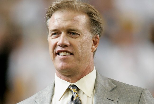 DETROIT - FEBRUARY 05:  Former Denver Broncos quarterback and MVP of Super Bowl XXIII, John Elway is seen on the field as he is introduced prior to Super Bowl XL between the Seattle Seahawks and the Pittsburgh Steelers at Ford Field on February 5, 2006 in Detroit, Michigan.  (Photo by Brian Bahr/Getty Images)