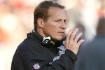 CLEVELAND - NOVEMBER 07:  Head coach Eric Mangini of the Cleveland Browns coaches his team against the New England Patriots at Cleveland Browns Stadium on November 7, 2010 in Cleveland, Ohio.  (Photo by Matt Sullivan/Getty Images)