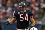 CHICAGO, IL - DECEMBER 26: Brian Urlacher #54 of the Chicago Bears awaits the start of play against the New York Jets at Soldier Field on December 26, 2010 in Chicago, Illinois. The Bears defeated the Jets 38-34. (Photo by Jonathan Daniel/Getty Images)