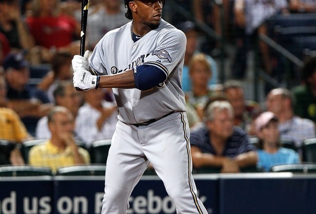 ATLANTA - JULY 15:  Rickie Weeks #23 of the Milwaukee Brewers against the Atlanta Braves at Turner Field on July 15, 2010 in Atlanta, Georgia.  (Photo by Kevin C. Cox/Getty Images)