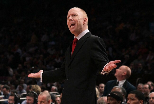 NEW YORK - MARCH 11: Head coach Mick Cronin of the Cincinnati Bearcats reacts from the bench against the West Virginia Mountaineers during the quarterfinal of the 2010 NCAA Big East Tournament at Madison Square Garden on March 11, 2010 in New York City.  (Photo by Jim McIsaac/Getty Images)