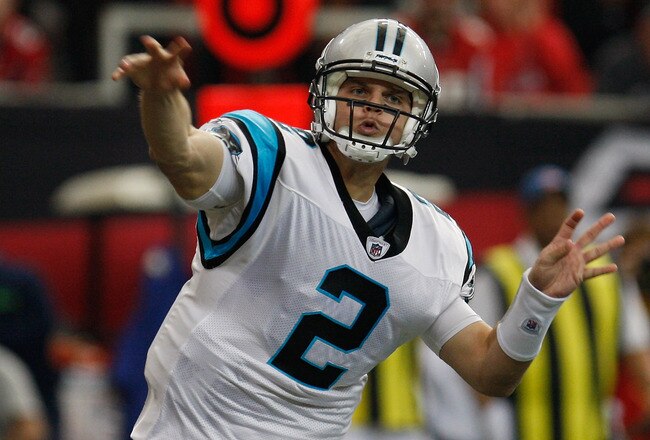ATLANTA, GA - JANUARY 02:  Jimmy Clausen #2 of the Carolina Panthers throws a pass in the second quarter during their game against the Atlanta Falcons at the Georgia Dome on January 2, 2011 in Atlanta, Georgia.  (Photo by Scott Halleran/Getty Images)
