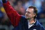 MINNEAPOLIS, MN - OCTOBER 8:  Former Minnesota Twins star Bert Blyleven acknowledges the crowd before throwiong out one of the ceremonial first pitches before game one of the American League Championship Series October 8, 2002 at the Hubert H Humphrey Dome in Minneapolis, Minnesota. The Twins defeated the Angels 2-1.  (Photo by Matthew Stockman/Getty Images)