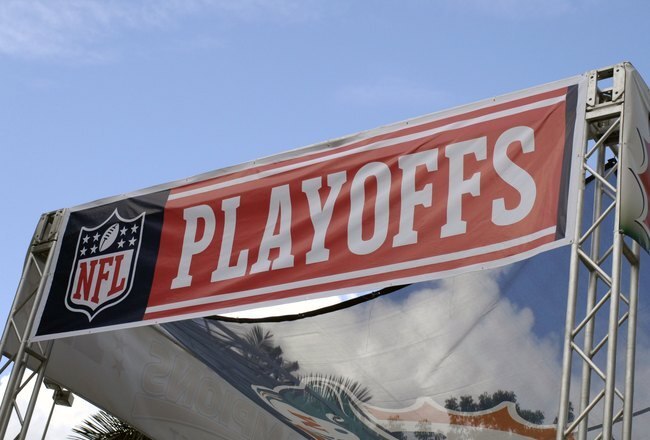 MIAMI, FL - JANUARY 4:  An NFL playoff banner is on display as the Miami Dolphins host the Baltimore Ravens in an NFL Wildcard Playoff Game at Dolphins Stadium on January 4, 2009 in Miami, Florida.  (Photo by Al Messerschmidt/Getty Images)