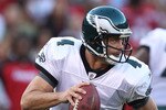 SAN FRANCISCO - OCTOBER 10:  Kevin Kolb #4 of the Philadelphia Eagles passes against the San Francisco 49ers during an NFL game at Candlestick Park on October 10, 2010 in San Francisco, California.  (Photo by Jed Jacobsohn/Getty Images)