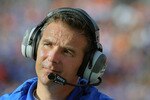 TAMPA, FL - JANUARY 1:  Coach Urban Meyer of the Florida Gators directs play against the Penn State Nittany Lions January 1, 2010 in the 25th Outback Bowl at Raymond James Stadium in Tampa, Florida.  (Photo by Al Messerschmidt/Getty Images)