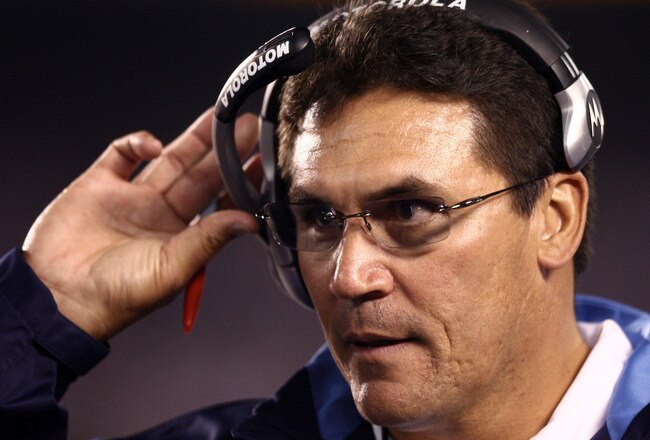 SAN DIEGO, CA - NOVEMBER 23:  Defensive Coordinator Ron Rivera of the San Diego Chargers looks on against the Indianapolis Colts during their NFL Game at Qualcomm Stadium on November 23, 2008 in San Diego, California.  (Photo by Donald Miralle/Getty Images)