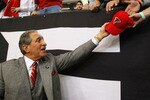 ATLANTA, GA - JANUARY 02:  Owner and CEO Arthur Blank of the Atlanta Falcons celebrates with fans after their 31-10 win over the Carolina Panthers at Georgia Dome on January 2, 2011 in Atlanta, Georgia.  (Photo by Kevin C. Cox/Getty Images)