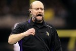 NEW ORLEANS - JANUARY 24:  Head coach Brad Childress of the Minnesota Vikings reacts against the New Orleans Saints during the NFC Championship Game at the Louisiana Superdome on January 24, 2010 in New Orleans, Louisiana.  (Photo by Jed Jacobsohn/Getty Images)