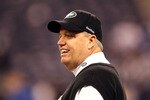 INDIANAPOLIS, IN - JANUARY 08:  Head coach Rex Ryan of the New York Jets looks on during warm ups against the Indianapolis Colts during their 2011 AFC wild card playoff game at Lucas Oil Stadium on January 8, 2011 in Indianapolis, Indiana.  (Photo by Andy Lyons/Getty Images)
