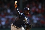 ARLINGTON, TX - OCTOBER 10:  Pitcher Rafael Soriano #29 of the Tampa Bay Rays throws against the Texas Rangers during game 4 of the ALDS at Rangers Ballpark in Arlington on October 10, 2010 in Arlington, Texas.  (Photo by Ronald Martinez/Getty Images)