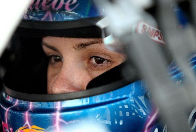 FORT WORTH, TX - APRIL 16:  Alli Owens, driver of the #15 ElectrifyingCareers.com Chevrolet, sits in her car prior to the start of the ARCA Racing Series Rattlesnake 150 at Texas Motor Speedway on April 16, 2010 in Fort Worth, Texas.  (Photo by Jonathan Ferrey/Getty Images for Texas Motor Speedway)