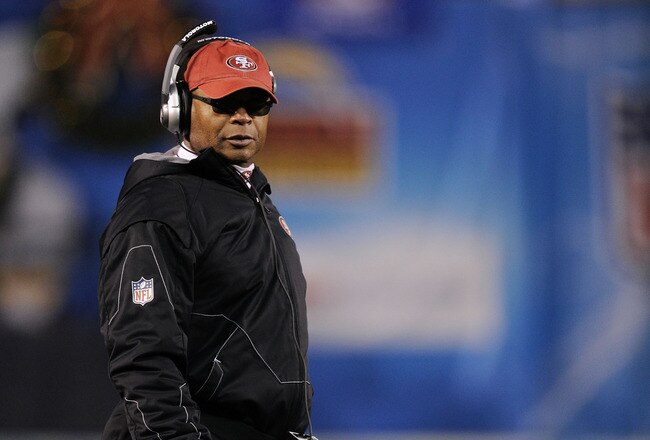 SAN DIEGO, CA - DECEMBER 16:  Head coach Mike Singletary of the San Francisco 49ers stands on the field during their game against the San Diego Chargers at Qualcomm Stadium on December 16, 2010 in San Diego, California.  (Photo by Harry How/Getty Images)