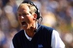 BERKELEY, CA - OCTOBER 25:  UCLA Bruins head coach Rick Neuheisel yells at officials in the second quarter against the Cal Golden Bears at Memorial Stadium on October 25, 2008 in Berkeley, California. Cal defeated UCLA 41-20.  (Photo by Jeff Gross/Getty Images)
