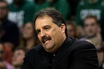 BOSTON - MAY 28:  Head coach Stan Van Gundy of the Orlando Magic reacts as he coaches against the Boston Celtics in Game Six of the Eastern Conference Finals during the 2010 NBA Playoffs at TD Garden on May 28, 2010 in Boston, Massachusetts.  NOTE TO USER: User expressly acknowledges and agrees that, by downloading and/or using this Photograph, user is consenting to the terms and conditions of the Getty Images License Agreement.  (Photo by Jim Rogash/Getty Images)