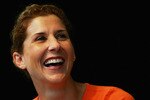 MELBOURNE, AUSTRALIA - JANUARY 27:  Monica Seles of the USA speaks to media during a press conference during day eleven of the Australian Open Grand Slam at Melbourne Park January 27, 2005 in Melbourne, Australia. (Photo by Ryan Pierse/Getty Images)