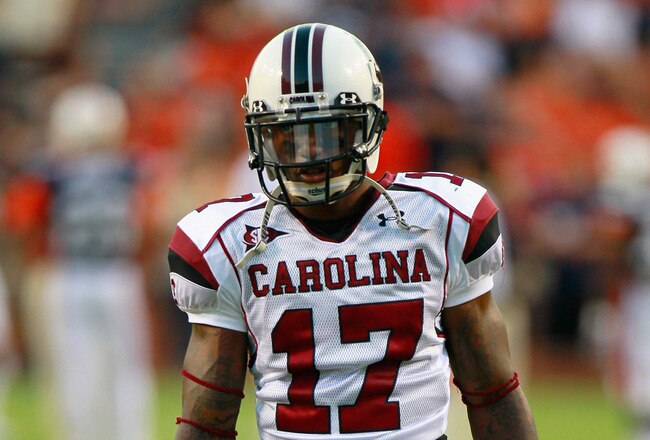 AUBURN, AL - SEPTEMBER 25:  Chris Culliver #17 of the South Carolina Gamecocks against the Auburn Tigers at Jordan-Hare Stadium on September 25, 2010 in Auburn, Alabama.  (Photo by Kevin C. Cox/Getty Images)