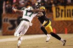 PITTSBURGH, PA - DECEMBER 19:  Braylon Edwards #17 of the New York Jets is tackled by Bryant McFadden #20 of the Pittsburgh Steelers during their game at Heinz Field on December 19, 2010 in Pittsburgh, Pennsylvania.  (Photo by Karl Walter/Getty Images)