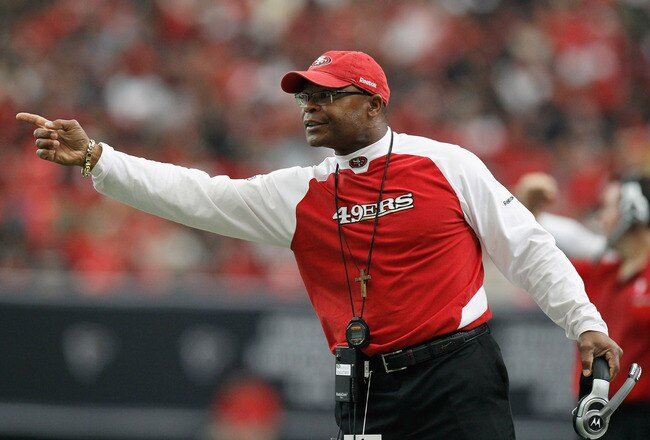 ATLANTA - OCTOBER 03:  Head coach Mike Singletary of the San Francisco 49ers against the Atlanta Falcons at Georgia Dome on October 3, 2010 in Atlanta, Georgia.  (Photo by Kevin C. Cox/Getty Images)