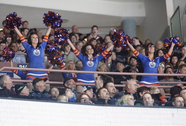 EDMONTON, CANADA - DECEMBER 16: Fans attend the game between the Edmonton Oilers and the Columbus Blue Jackets on December 16, 2010 at Rexall Place in Edmonton, Alberta, Canada. (Photo by Dale MacMillan/Getty Images)