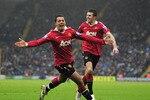 WEST BROMWICH, ENGLAND - JANUARY 01:  Javier Hernandez of Manchester United celebrates after scoring the winning goal during the Barclays Premier League match between West Bromich Albion and Manchester United at The Hawthorns on January 1, 2011 in West Bromwich, England.  (Photo by Shaun Botterill/Getty Images)