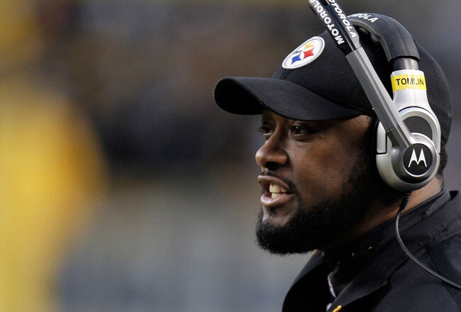 PITTSBURGH, PA - JANUARY 15:  Head coach Mike Tomlin of the Pittsburgh Steelers looks on against the Baltimore Ravens during the AFC Divisional Playoff Game at Heinz Field on January 15, 2011 in Pittsburgh, Pennsylvania.  (Photo by Gregory Shamus/Getty Images)