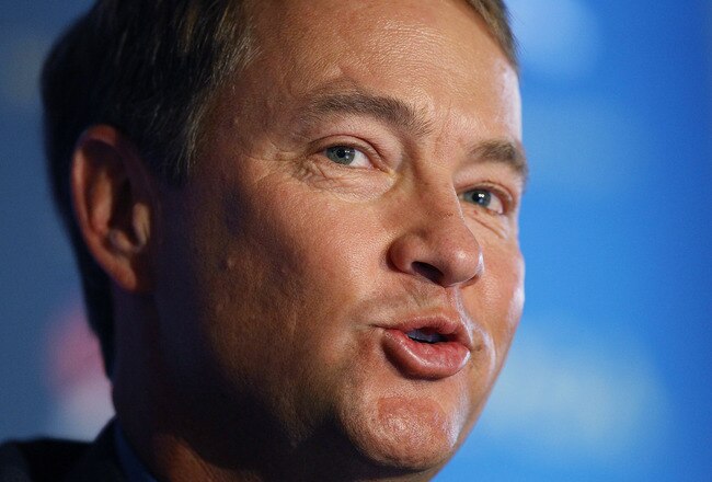 MEDINAH, IL - JANUARY 20: Davis Love III speaks during a press conference for the 2012 U.S. Ryder Cup Captain's Announcement at Medinah Country Club on January 20, 2011 in Medinah, Illinois. (Photo by Jonathan Daniel/Getty Images)