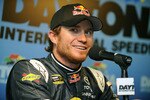 DAYTONA BEACH, FL - JANUARY 20:  Brian Vickers, driver of the #83 Red Bull Toyota, speaks to the media after testing at Daytona International Speedway on January 20, 2011 in Daytona Beach, Florida.  (Photo by Jared C. Tilton/Getty Images for NASCAR)