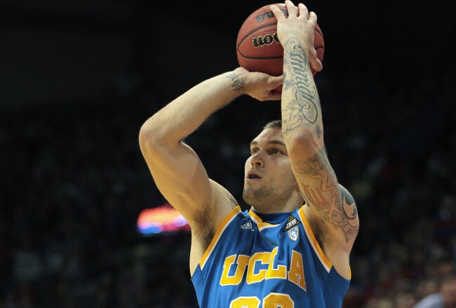 LAWRENCE, KS - DECEMBER 02:  Reeves Nelson #22 of the UCLA Bruins in action during the game against the Kansas Jayhawks on December 2, 2010 at Allen Fieldhouse in Lawrence, Kansas.  (Photo by Jamie Squire/Getty Images)