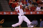ANAHEIM, CA - SEPTEMBER 06: Mike Napoli of the Los Angeles Angels of Anaheim bats against the Cleveland Indians on September 6, 2010 at Angel Stadium in Anaheim, California.  (Photo by Stephen Dunn/Getty Images)