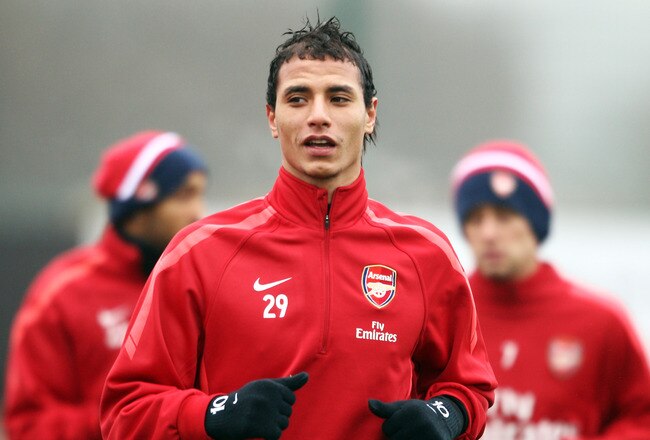 ST ALBANS, ENGLAND - DECEMBER 15:  Marouane Chamakh in action during the Arsenal Training Session at London Colney on December 15, 2010 in St Albans, England.  (Photo by Dean Mouhtaropoulos/Getty Images)