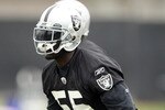NAPA, CA - AUGUST 01:  Rolando McClain #55 of the Oakland Raiders works out during the Raiders training camp at their Napa Valley Training Complex on August 1, 2010 in Napa, California.  (Photo by Ezra Shaw/Getty Images)