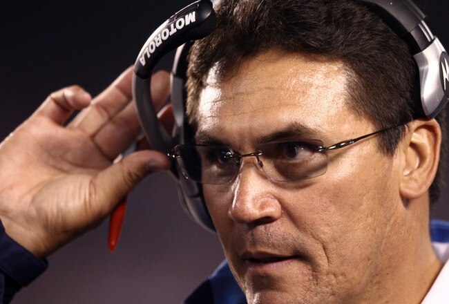 SAN DIEGO, CA - NOVEMBER 23:  Defensive Coordinator Ron Rivera of the San Diego Chargers looks on against the Indianapolis Colts during their NFL Game at Qualcomm Stadium on November 23, 2008 in San Diego, California.  (Photo by Donald Miralle/Getty Images)