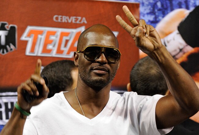 LAS VEGAS - JULY 30:  Boxer Bernard Hopkins appears during the official weigh-in for WBA/WBO lightweight champion Juan Manuel Marquez and Juan Diaz at the Mandalay Bay Events Center July 30, 2010 in Las Vegas, Nevada. Marquez will defend his titles against Diaz on July 31 in Las Vegas.  (Photo by Ethan Miller/Getty Images)