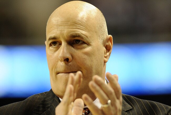 GREENSBORO, NC - MARCH 12:  Seth Greenberg, head coach of the Virginia Tech Hokies walks the sidelines against the University of Miami Hurricanes in their quarterfinal game in the 2010 ACC Men's Basketball Tournament at the Greensboro Coliseum on March 12, 2010 in Greensboro, North Carolina.  (Photo by Jeff Zelevansky/Getty Images)