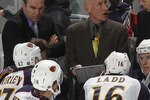 SUNRISE, FL - JANUARY 17: Head coach Craig Ramsay of the Atlanta Thrashers diagrams a play late in the third period against the Florida Panthers on January 17, 2011 at the BankAtlantic Center in Sunrise, Florida. The Thrashers defeated the Panthers 3-2 in a shoot out. (Photo by Joel Auerbach/Getty Images)