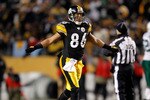 PITTSBURGH, PA - JANUARY 23:  Hines Ward #86 of the Pittsburgh Steelers reacts against the New York Jets during the 2011 AFC Championship game at Heinz Field on January 23, 2011 in Pittsburgh, Pennsylvania.  (Photo by Gregory Shamus/Getty Images)