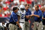 HOUSTON - OCTOBER 23:  Defensive back Bob Sanders #21 of the Indianapolis Colts leaves the field after an injury during play against the Houston Texans on October 23, 2005 at Reliant Stadium in Houston, Texas. The Colts defeated the Texans 38-20.  (Photo by Ronald Martinez/Getty Images)